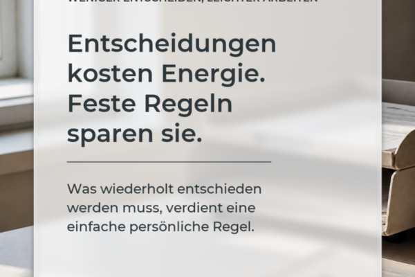 Produktivitäts-Impuls: Entscheidungen kosten Energie. Feste Regeln sparen sie.