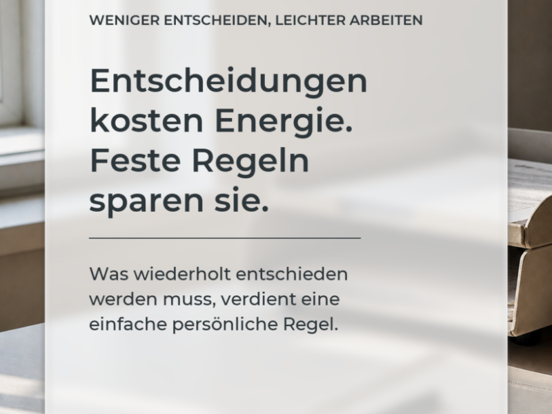 Mit festen Regeln Entscheidungsenergie im Alltag sparen