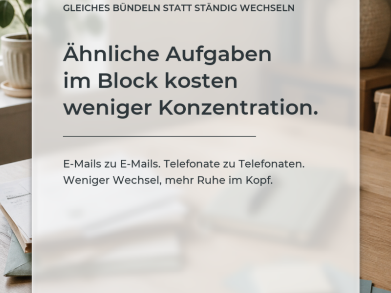 Ähnliche Aufgaben bündeln: Weniger wechseln, konzentrierter arbeiten