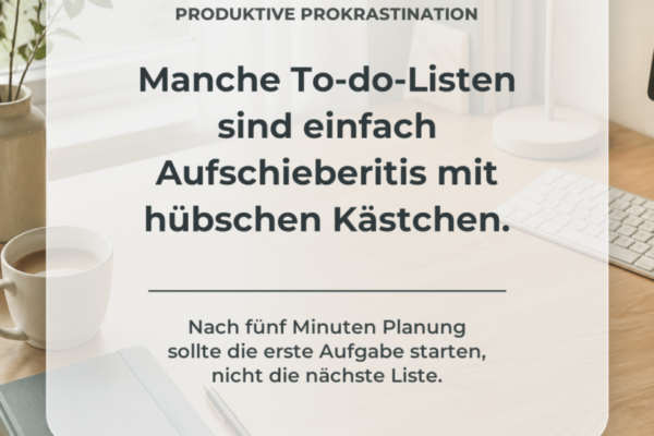 Produktive Prokrastination: Wann Planung zur Ausrede wird Produktivitäts-Hack: Manche To-do-Listen sind Aufschieberitis mit hübschen Kästchen.