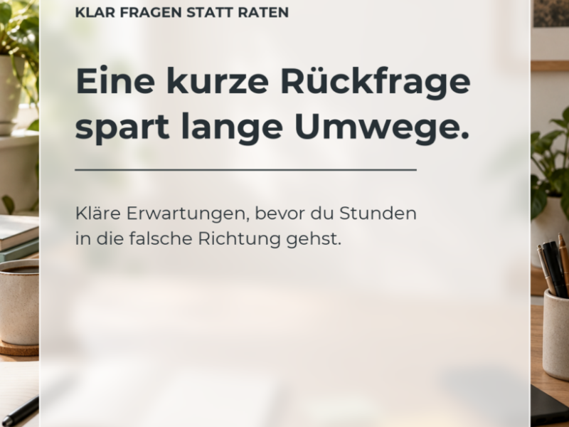 Eine schnelle Rückfrage spart zwei Stunden kreatives Rätselraten