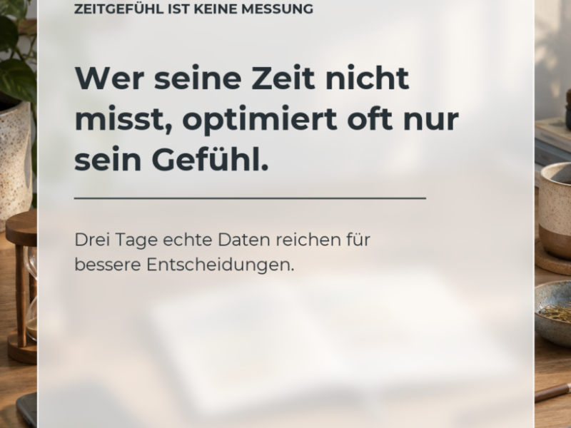 Wer seine Zeit nicht misst, optimiert häufig nur sein Gefühl