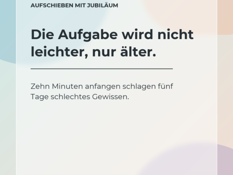 Die Aufgabe wird nicht leichter, weil sie seit Montag im Kalender wohnt