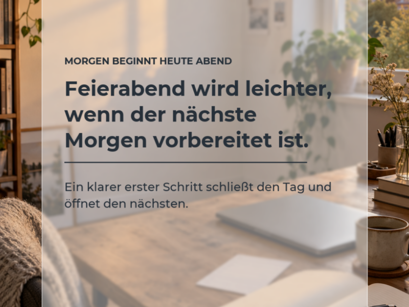 Der Feierabend beginnt leichter, wenn der nächste Morgen vorbereitet ist